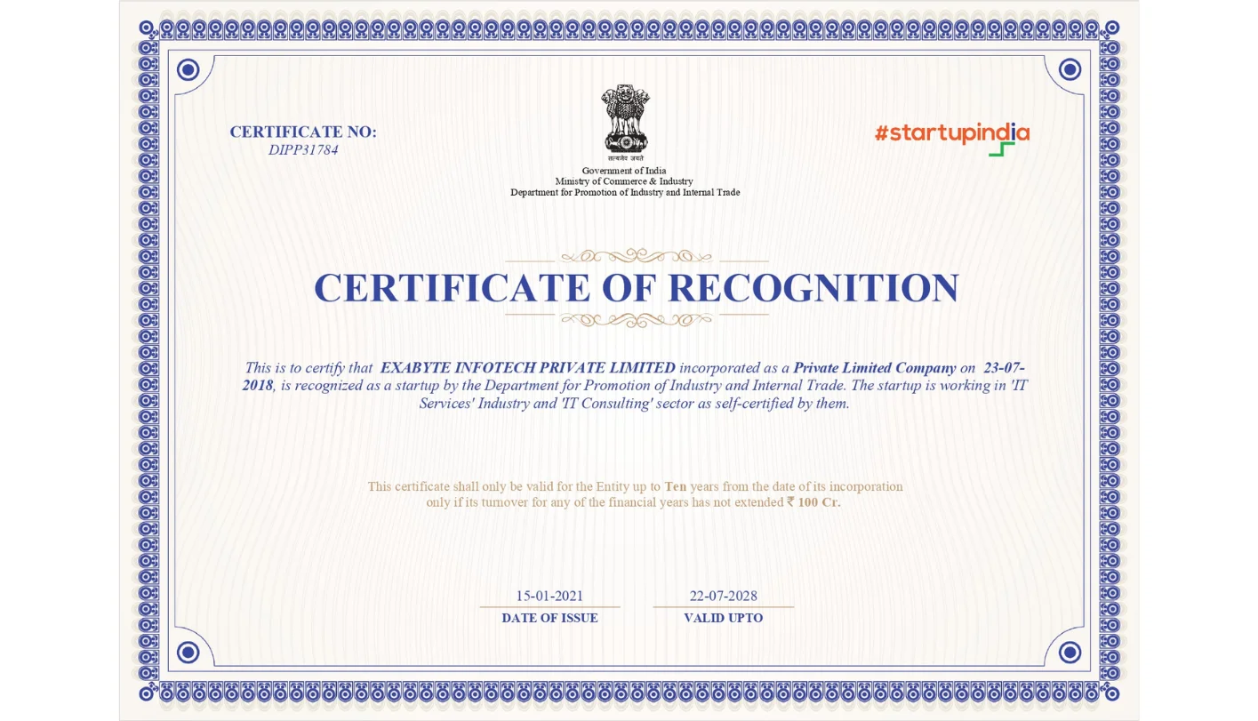 Startup Certificate